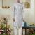 Men's green  sherwani set with digital print on fabric art silk and faux satin