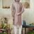 Men's brown  sherwani set with digital print on fabric art silk and faux satin