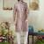 Men's brown  sherwani set with digital print on fabric art silk and faux satin