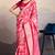 Rani pink zari border dola satin digital printed saree