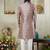 Men's brown  sherwani set with digital print on fabric art silk and faux satin