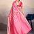 Rani pink zari border dola satin digital printed saree