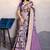 Purple zari border dola satin digital printed saree