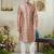 Gold sherwani set with digital print on fabric art silk and faux satin