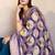 Purple zari border dola satin digital printed saree