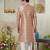 Gold sherwani set with digital print on fabric art silk and faux satin