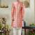 Men's pink  sherwani set with digital print on fabric art silk and faux satin