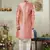men's pink  sherwani set with digital print on fabric art silk and faux satin