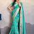 Turquoise zari border dola satin digital printed saree