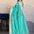 Turquoise zari border dola satin digital printed saree