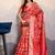 Red zari border dola satin digital printed saree