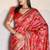 Red zari border dola satin digital printed saree