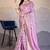 Lilac zari border dola satin digital printed saree