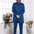 men's blue  3 peice jacket set with imported jaquard silk and faux satin