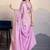 Lilac zari border dola satin digital printed saree