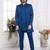 Men's blue  3 peice jacket set with imported jaquard silk and faux satin