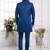 Men's blue  3 peice jacket set with imported jaquard silk and faux satin