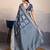 Navy blue zari border dola satin digital printed saree