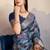 Navy blue zari border dola satin digital printed saree