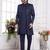 Men's blue  3 peice jacket set with imported jaquard silk and faux satin