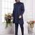 Men's blue  3 peice jacket set with imported jaquard silk and faux satin