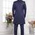 Men's blue  3 peice jacket set with imported jaquard silk and faux satin