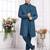 Men's blue  3 peice jacket set with imported jaquard silk and faux satin