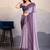 Purple satin crepe pearl lace border saree