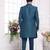 Men's blue  3 peice jacket set with imported jaquard silk and faux satin