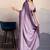 Purple satin crepe pearl lace border saree