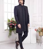 Men's black  3 peice jacket set with imported jaquard silk and faux satin