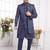 Men's blue  2 peice attach jacket set with imported jaquard silk and faux satin