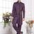 Men's wine 2 peice attach jacket set with imported jaquard silk and faux satin