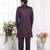 Men's wine 2 peice attach jacket set with imported jaquard silk and faux satin