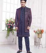 Violet 3 peice jacket set with imported jaquard silk and faux satin