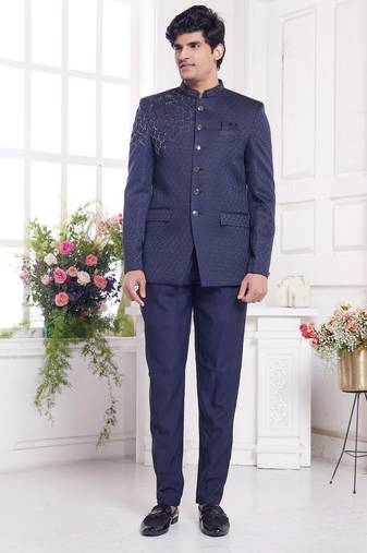 Violet jodhpuri with imported jaquard silk and faux satin