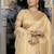 Light yellow tissue linen khatli handwork saree