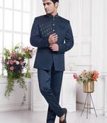 Green jodhpuri with imported jaquard silk and faux satin