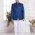 Men's blue  jodhpuri with imported jaquard silk and faux satin