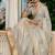 Light grey tissue linen khatli handwork saree