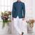 Men's blue  jodhpuri with imported jaquard silk and faux satin