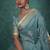 light blue tissue linen khatli handwork saree