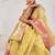 yellow soft tissue linen saree with blouse piece