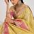 yellow soft tissue linen saree with blouse piece