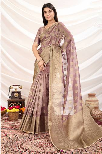 light purple crush tissue designer saree