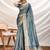 Aqua blue soft linen tissue border work saree