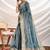 Aqua blue soft linen tissue border work saree