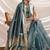 Aqua blue soft linen tissue border work saree