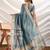 Aqua blue soft linen tissue border work saree