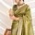 Light green soft linen tissue border work saree